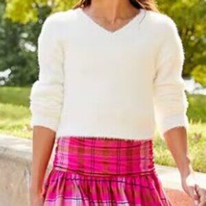 Girls Size Large 14 Chelsea & Violet Ivory Cream V-Neck Long Sleeve Soft Sweater